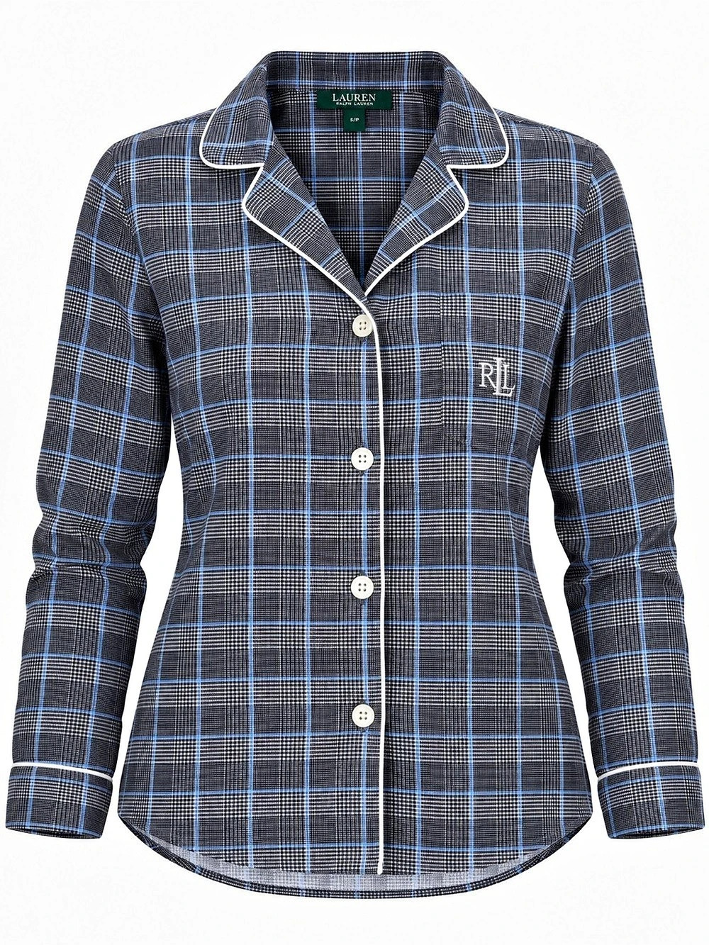 Lauren Ralph Lauren Plaid Pajama Shirt in Black & Blue Size Small
